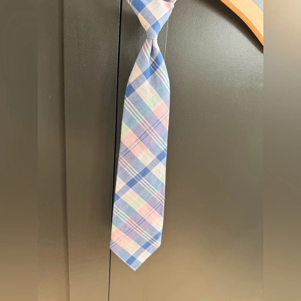 Janie and Jack | Pink Blue Plaid Madras Tie | 2-5 years